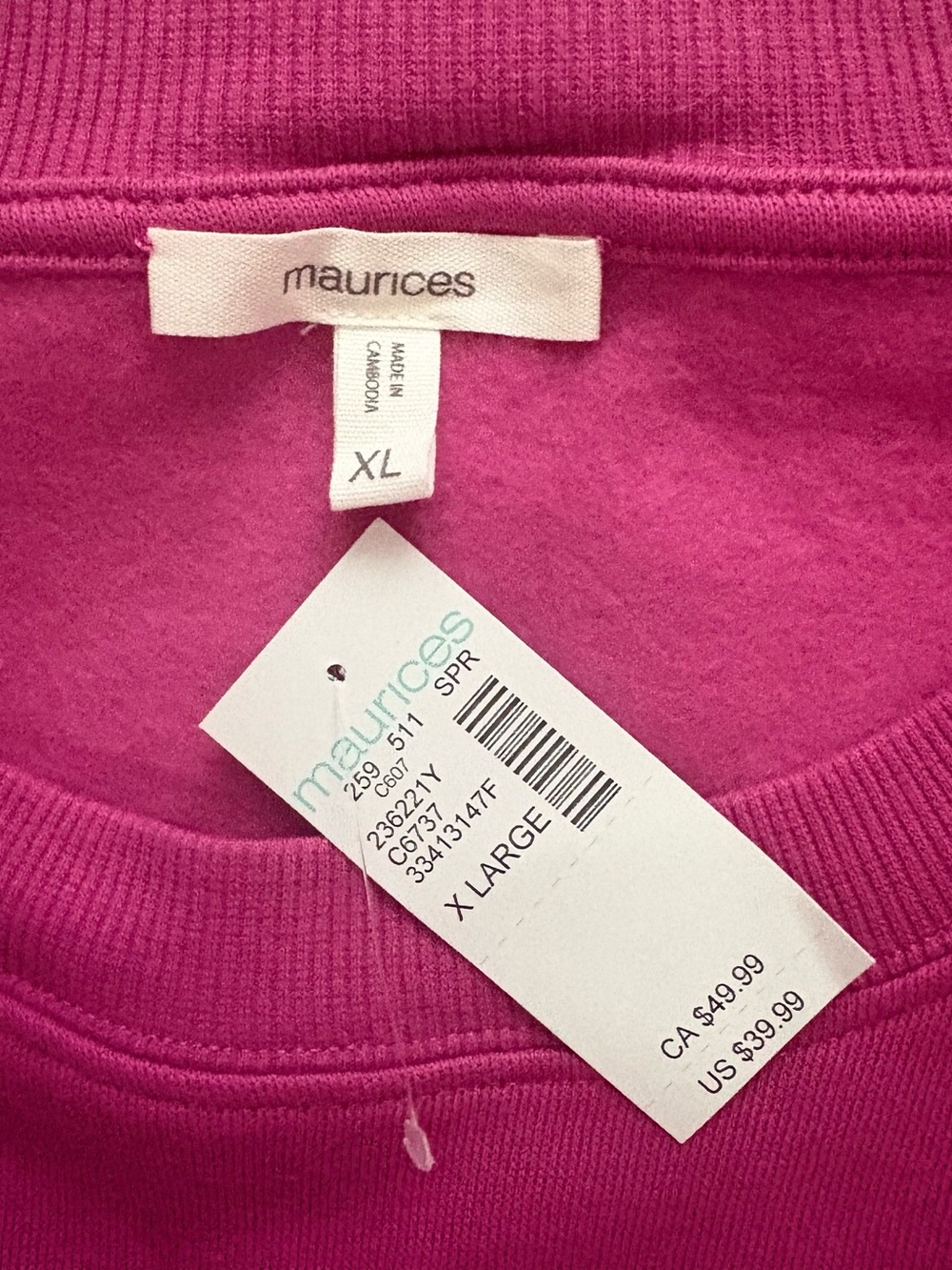Maurices Fuchsia Crewneck Sweatshirt with Embroidered Floral Detail - Picture 4 of 8